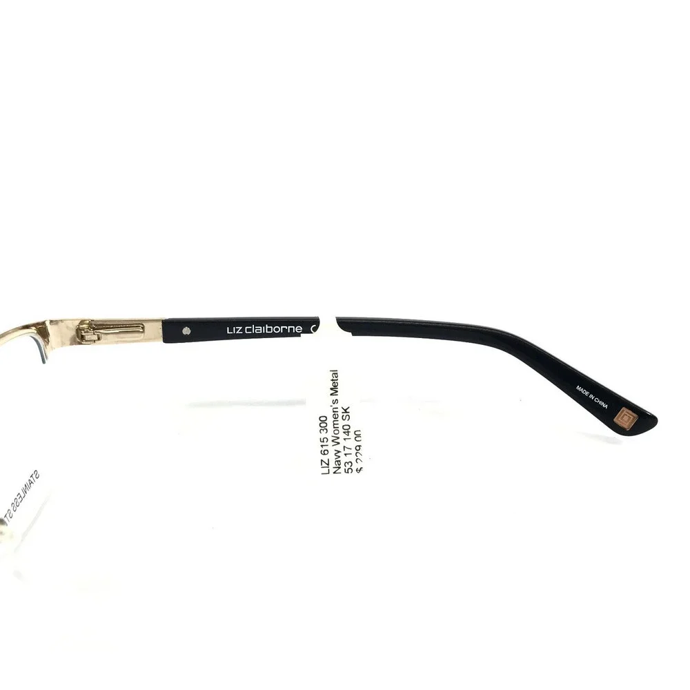 Liz Claiborne Eyeglasses Frames L615 0DA4 Navy Blue Gold Half Rim 53-17-135